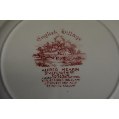 (n-4553/1) Alfred Meakin, Staffordshire, English Vill, punased salatitaldrikud, 6tkage