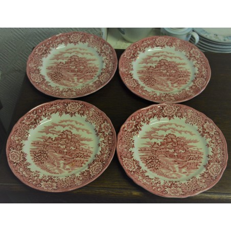 (n-4553/1) Alfred Meakin, Staffordshire, English Vill, punased salatitaldrikud, 6tkage