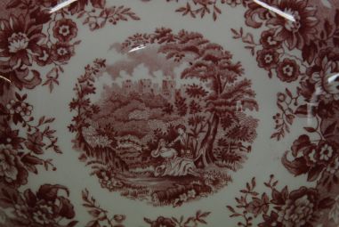 (n-4600/5) Alfred Meakin, Romance, punased puljongikausid-taldrikud, 4tk