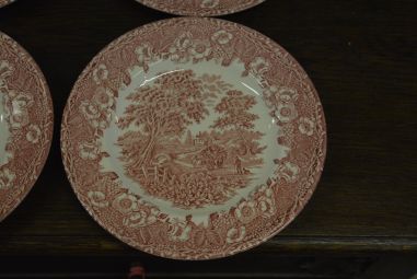 (n-4904) Inglise punased salatitaldrikud, 4tk