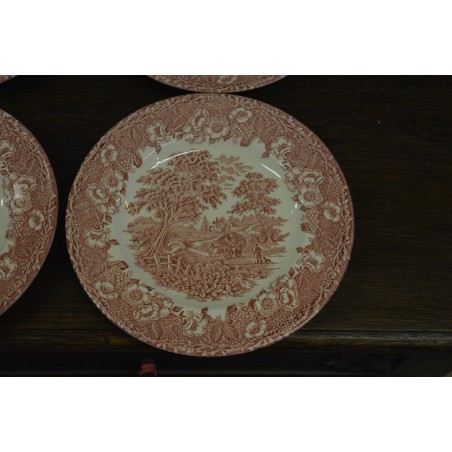 (n-4904) Inglise punased salatitaldrikud, 4tk