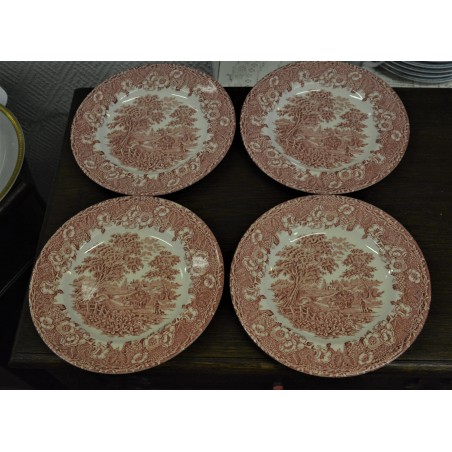 (n-4904) Inglise punased salatitaldrikud, 4tk