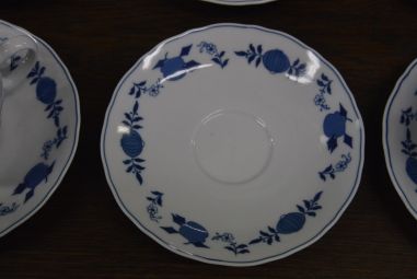 (n-4666/5) Wellco Krefeld Porzellan, Echt Kobalt sibulamustriga kohvitassid-taldrikud, 6tk