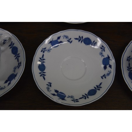 (n-4666/5) Wellco Krefeld Porzellan, Echt Kobalt sibulamustriga kohvitassid-taldrikud, 6tk