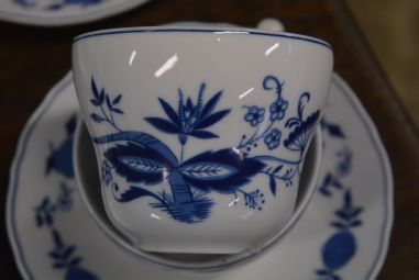(n-4666/5) Wellco Krefeld Porzellan, Echt Kobalt sibulamustriga kohvitassid-taldrikud, 6tk