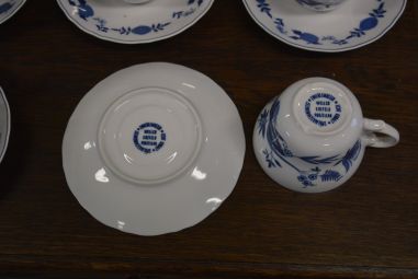(n-4666/5) Wellco Krefeld Porzellan, Echt Kobalt sibulamustriga kohvitassid-taldrikud, 6tk