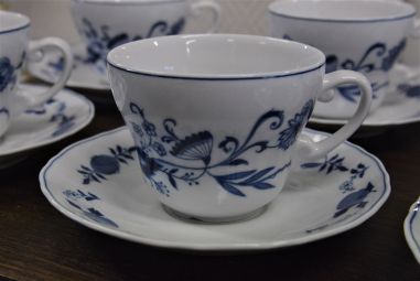 (n-4666/5) Wellco Krefeld Porzellan, Echt Kobalt sibulamustriga kohvitassid-taldrikud, 6tk