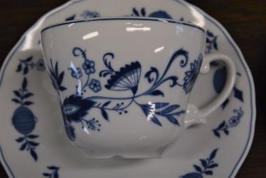 (n-4666/5) Wellco Krefeld Porzellan, Echt Kobalt sibulamustriga kohvitassid-taldrikud, 6tk