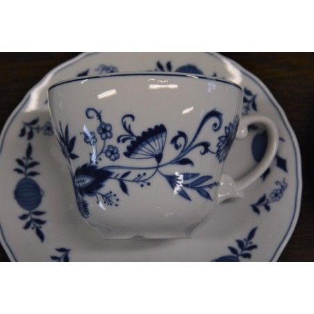 (n-4666/5) Wellco Krefeld Porzellan, Echt Kobalt sibulamustriga kohvitassid-taldrikud, 6tk