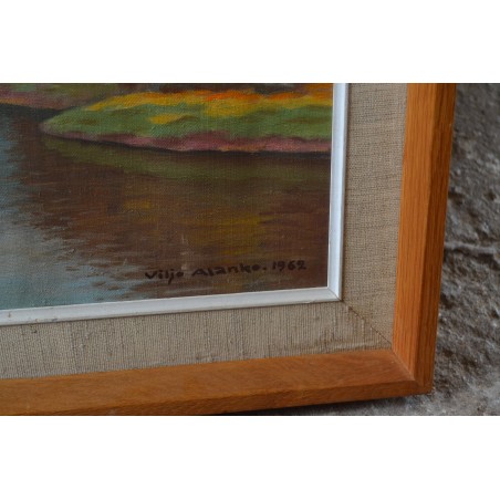 (P-803) Raamitud maastikumaal sügisene järv paadiga