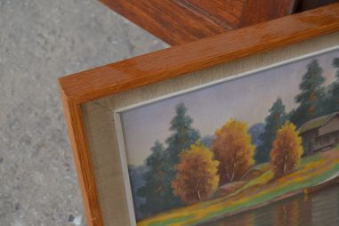 (P-803) Raamitud maastikumaal sügisene järv paadiga