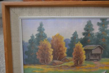 (P-803) Raamitud maastikumaal sügisene järv paadiga