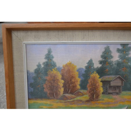 (P-803) Raamitud maastikumaal sügisene järv paadiga