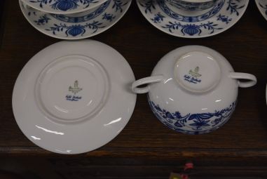 (n-4779/3) Bavaria Seltmann Weiden Echt Kobalt sibulamustriga puljongikausid-taldrikud, 6tk