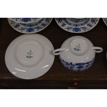 (n-4779/3) Bavaria Seltmann Weiden Echt Kobalt sibulamustriga puljongikausid-taldrikud, 6tk