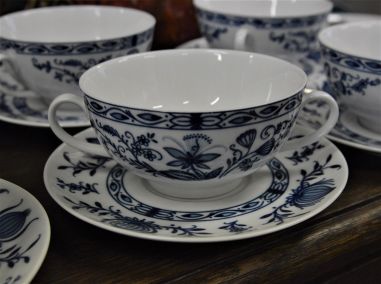 (n-4779/3) Bavaria Seltmann Weiden Echt Kobalt sibulamustriga puljongikausid-taldrikud, 6tk