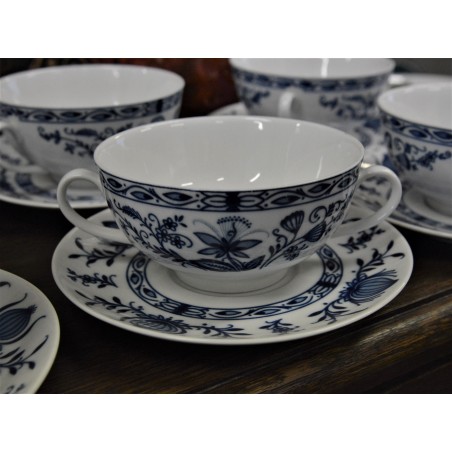 (n-4779/3) Bavaria Seltmann Weiden Echt Kobalt sibulamustriga puljongikausid-taldrikud, 6tk