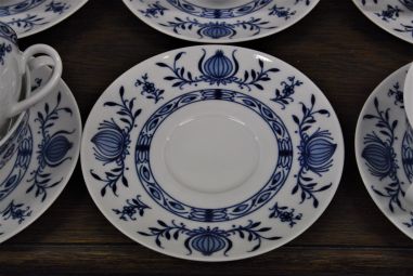 (n-4779/3) Bavaria Seltmann Weiden Echt Kobalt sibulamustriga puljongikausid-taldrikud, 6tk