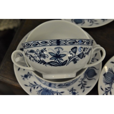 (n-4779/3) Bavaria Seltmann Weiden Echt Kobalt sibulamustriga puljongikausid-taldrikud, 6tk