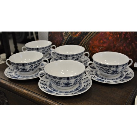 (n-4779/3) Bavaria Seltmann Weiden Echt Kobalt sibulamustriga puljongikausid-taldrikud, 6tk