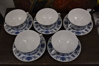 (n-4779/3) Bavaria Seltmann Weiden Echt Kobalt sibulamustriga puljongikausid-taldrikud, 6tk 2