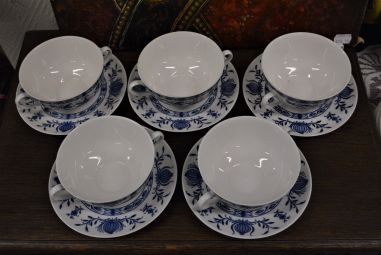 (n-4779/3) Bavaria Seltmann Weiden Echt Kobalt sibulamustriga puljongikausid-taldrikud, 6tk