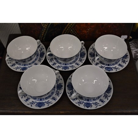 (n-4779/3) Bavaria Seltmann Weiden Echt Kobalt sibulamustriga puljongikausid-taldrikud, 6tk