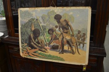 (L-288) Vana Soome kooli õppeplakat- võõrad mandrid