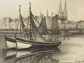 (p-818) Raamitud joonistus, signeeritud 2