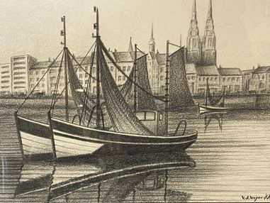 (p-818) Raamitud joonistus, signeeritud