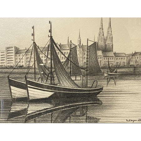 (p-818) Raamitud joonistus, signeeritud