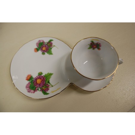 (n-5061) Krüsanteemidega huvitav kollektsioontass-taldrik "September"