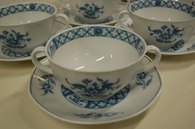(n-5082/5) Villeroy & Boch Heinrich, China Blue, puljongikausid-taldrikud, 6tk