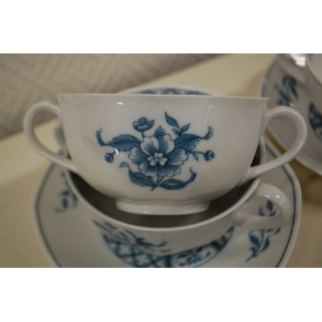 (n-5082/5) Villeroy & Boch Heinrich, China Blue, puljongikausid-taldrikud, 6tk