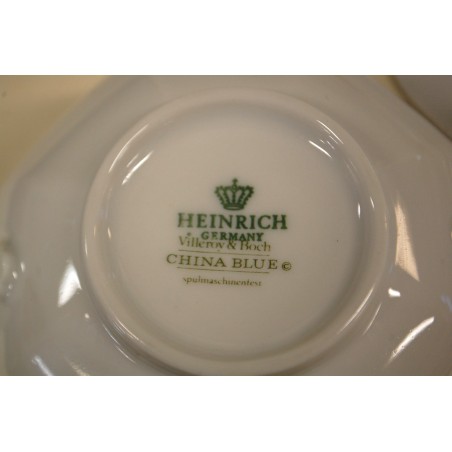 (n-5082/5) Villeroy & Boch Heinrich, China Blue, puljongikausid-taldrikud, 6tk