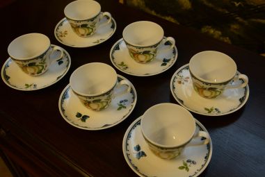 (n-871/3) Bavaria, Seltmann Weiden puuviljadega kohvitassid-taldrikud, 6tk