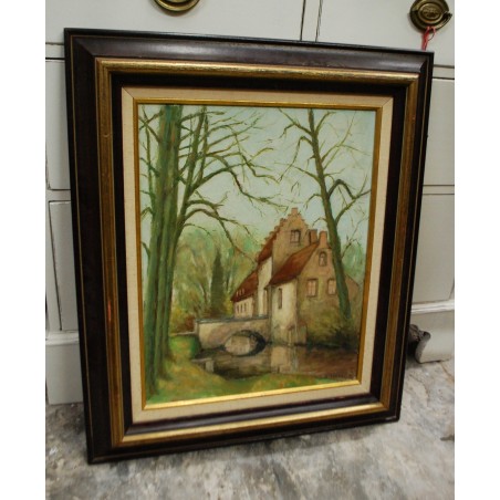 (P-843) Hoone vaatega maal, signeeritud