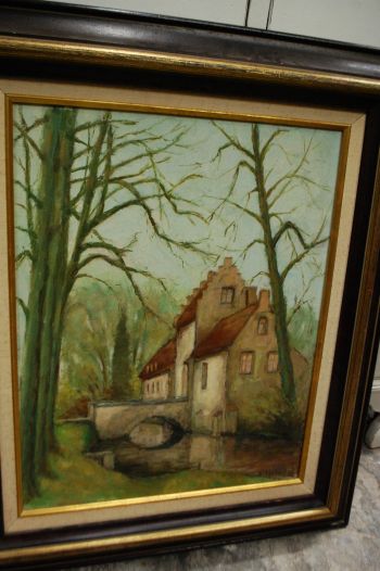 (P-843) Hoone vaatega maal, signeeritud 2