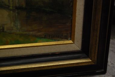 (P-843) Hoone vaatega maal, signeeritud