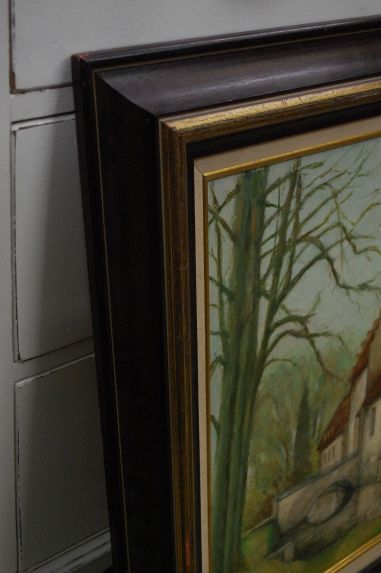 (P-843) Hoone vaatega maal, signeeritud