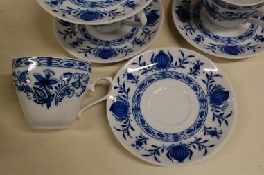 (n-5281/9) Bavaria Winterling Echt Kobalt, sibulamustriga kohvitassid-taldrikud, 6tk