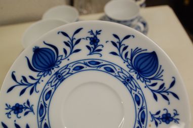 (n-5281/9) Bavaria Winterling Echt Kobalt, sibulamustriga kohvitassid-taldrikud, 6tk