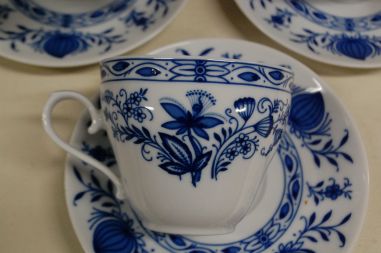 (n-5281/9) Bavaria Winterling Echt Kobalt, sibulamustriga kohvitassid-taldrikud, 6tk