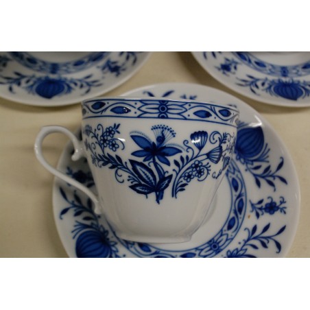 (n-5281/9) Bavaria Winterling Echt Kobalt, sibulamustriga kohvitassid-taldrikud, 6tk