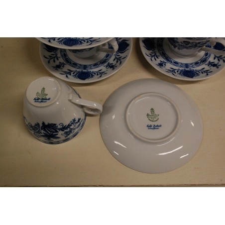 (n-5281/9) Bavaria Winterling Echt Kobalt, sibulamustriga kohvitassid-taldrikud, 6tk