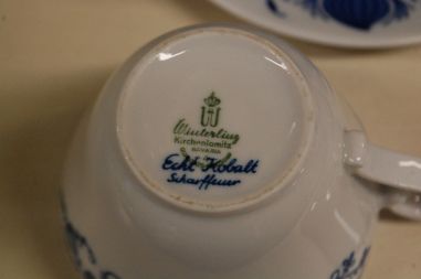 (n-5281/9) Bavaria Winterling Echt Kobalt, sibulamustriga kohvitassid-taldrikud, 6tk