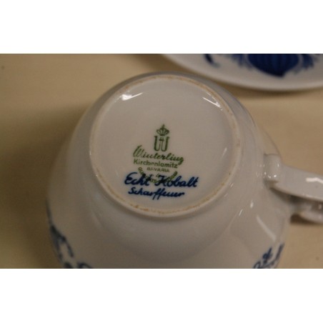 (n-5281/9) Bavaria Winterling Echt Kobalt, sibulamustriga kohvitassid-taldrikud, 6tk