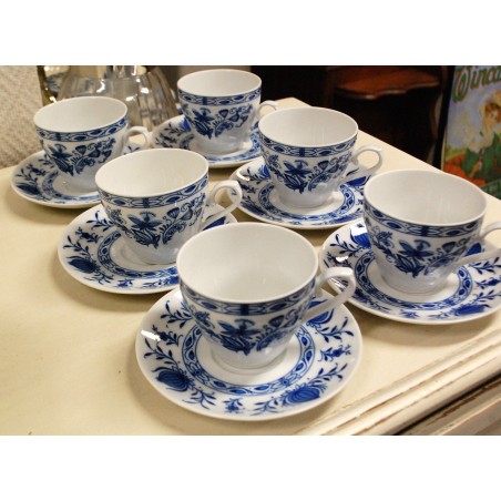 (n-5281/9) Bavaria Winterling Echt Kobalt, sibulamustriga kohvitassid-taldrikud, 6tk