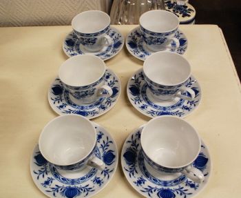 (n-5281/9) Bavaria Winterling Echt Kobalt, sibulamustriga kohvitassid-taldrikud, 6tk 2
