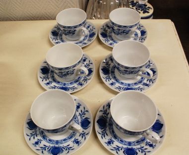 (n-5281/9) Bavaria Winterling Echt Kobalt, sibulamustriga kohvitassid-taldrikud, 6tk